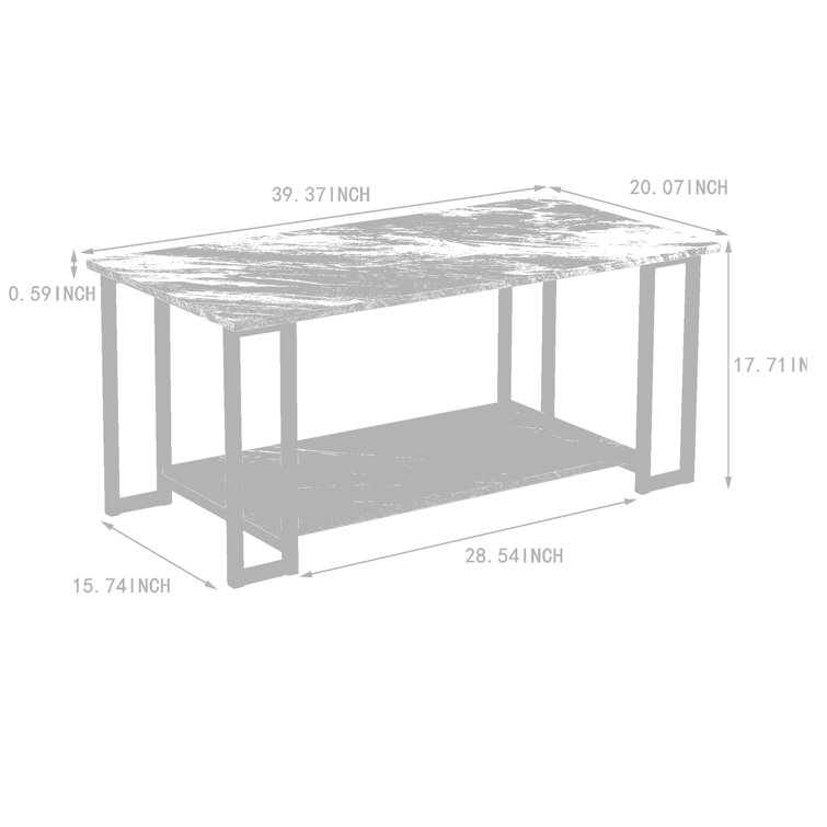 Orren Ellis Modern 2 Layers Coffee Table With Metal Legs Wayfair Canada